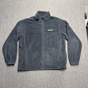 Columbia Full Zip Basic Jacket Mens XL Black Pockets Polyester Fleece Warm